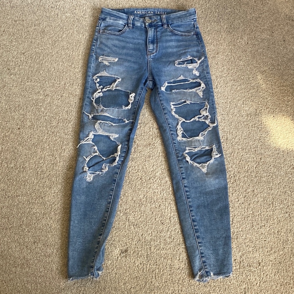 Size 0 Jeans with the look of being ripped American Eagle Brand